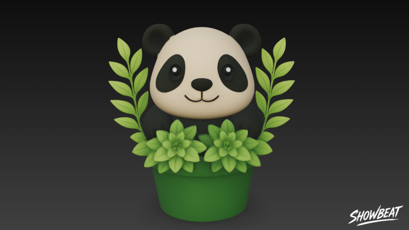 फूलदान में पांडा 3D मॉडल .c4d .max .obj .3ds .fbx .stl .blend