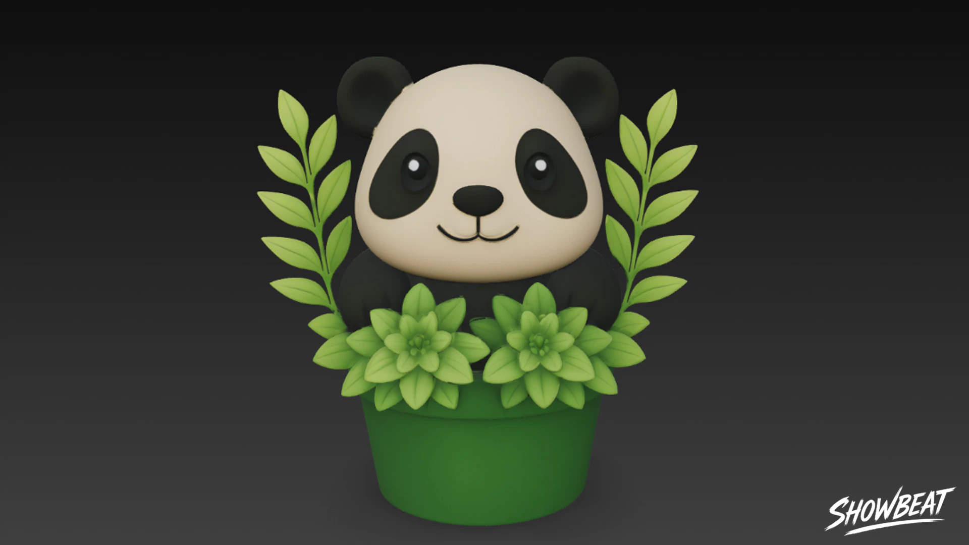 Panda in Flower Pot 3D Model .c4d .max .obj .3ds .fbx .stl .blend 