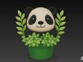 Panda in Flower Pot Modelo 3D
