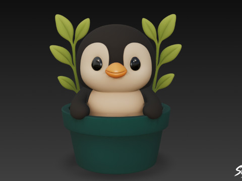 Pingüino en maceta Modelo 3D