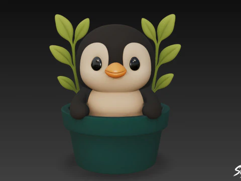 Pingwin w doniczce Model 3D