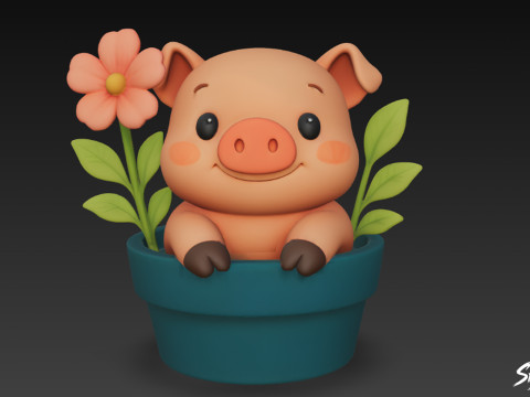 Saksıda Domuz 3D Model