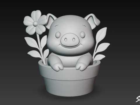 Cerdo en maceta Modelo 3D