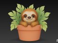 Sloth in Flower Pot Modelo 3D