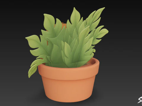 Sloth in Flower Pot 3D Model