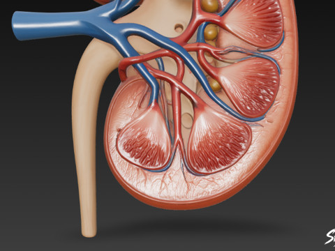 Böbrek Kesiti 3D Model