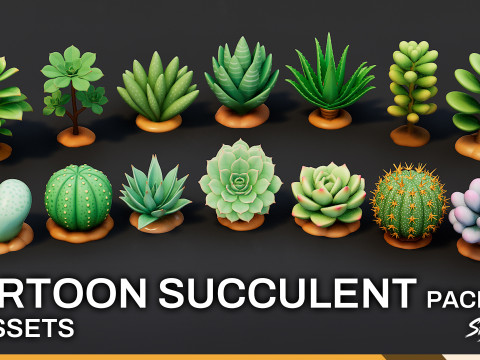 Cartoon vetplanten Pack 3D Model