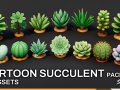 Cartoon Succulent Plants Pack Modelo 3D
