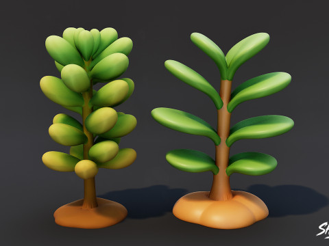 漫画の多肉植物パック 3Dモデル