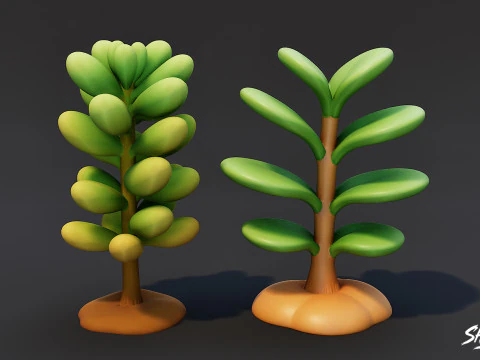 Cartoon Succulent Plants Pack 3D Model