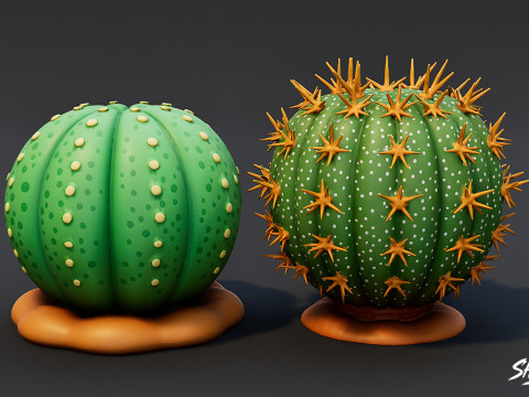 漫画の多肉植物パック 3Dモデル