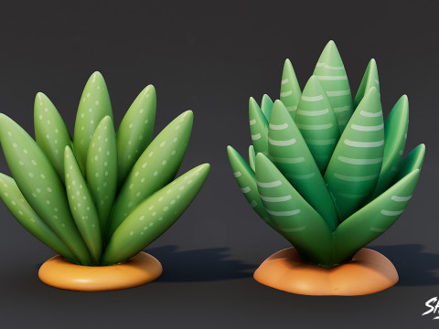 漫画の多肉植物パック 3Dモデル