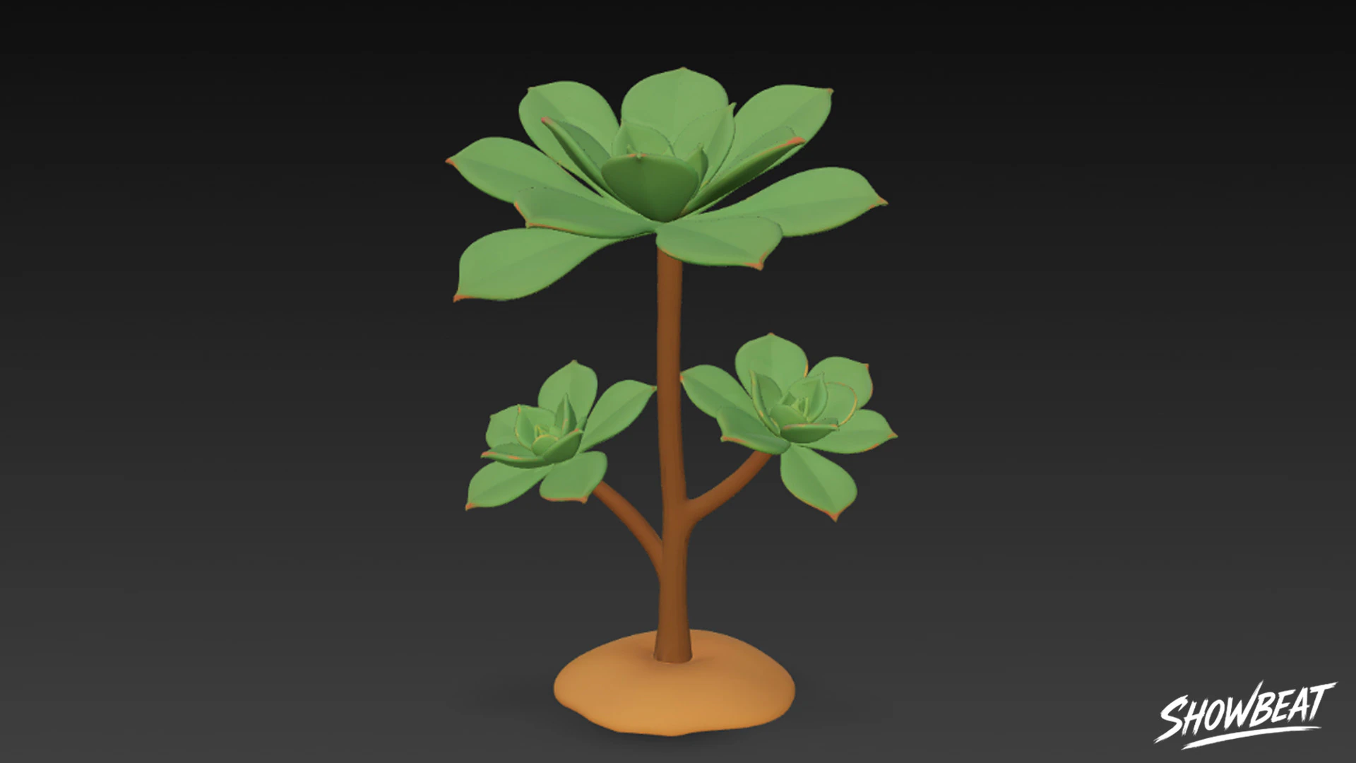 Cartoon Aeonium arboreum 3D Model .c4d .max .obj .3ds .fbx .stl .blend 