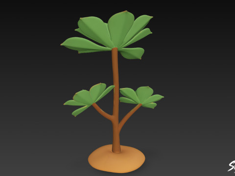 Çizgi film Aeonium ağaç bahçesi 3D Model