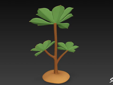 Cartoon Aeonium arboreum 3D Model