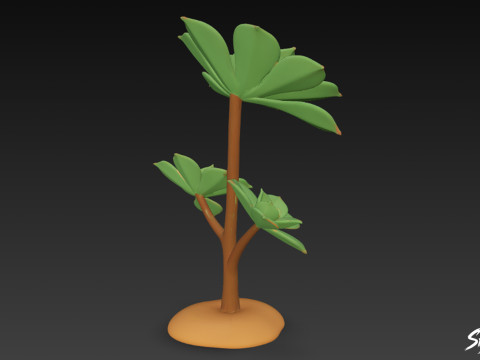 Çizgi film Aeonium ağaç bahçesi 3D Model