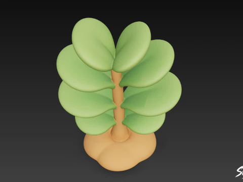Cartoon Crassula ovata 3D Model