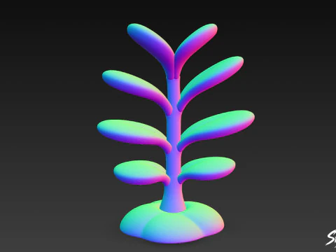 Cartoon Crassula ovata 3D Model