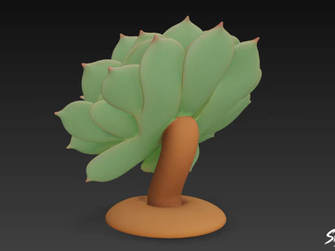Cartoon Echeveria 3D Model