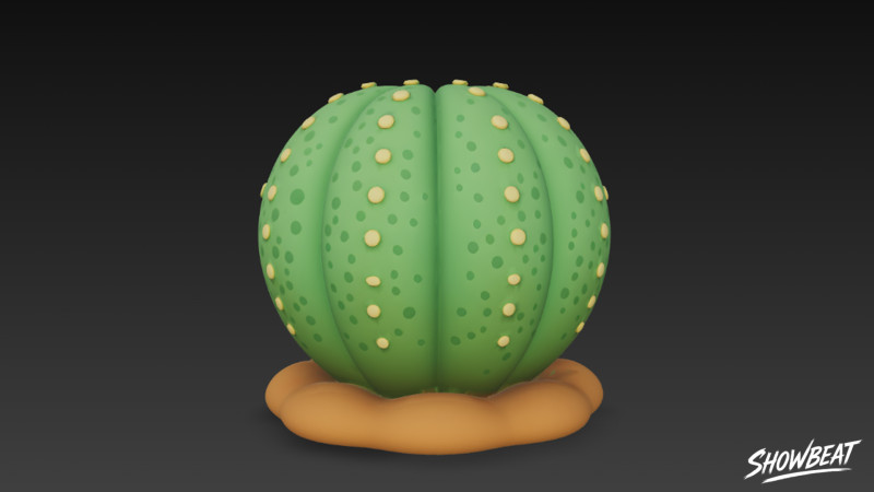 Dibujos animados de Euphorbia obesa Modelo 3D .c4d .max .obj .3ds .fbx .stl .blend