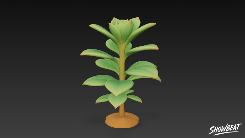 Cartoon Kalanchoë 3D Model .c4d .max .obj .3ds .fbx .stl .blend