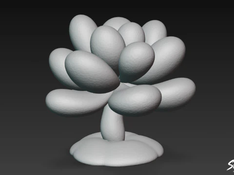 Cartoon Pachyphytum oviferum 3D Model