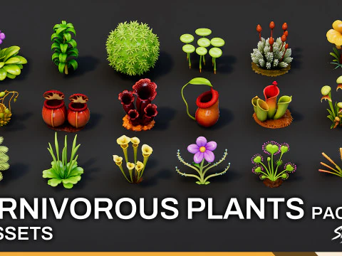 Cartoon Carnivorous Plants Pack 3D Model