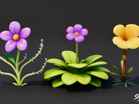 Cartoon Carnivorous Plants Pack 3D Model