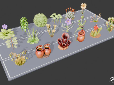 Cartoon Carnivorous Plants Pack 3D Model