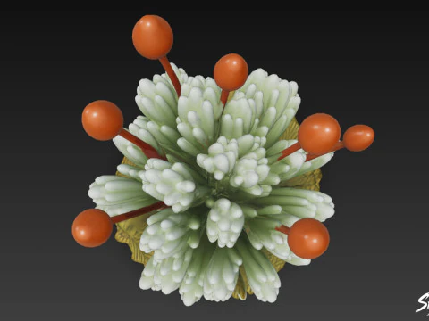 Cartoon Bryum argenteum 3D Model