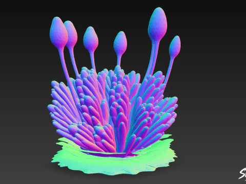 Cartoon Bryum argenteum 3D Model