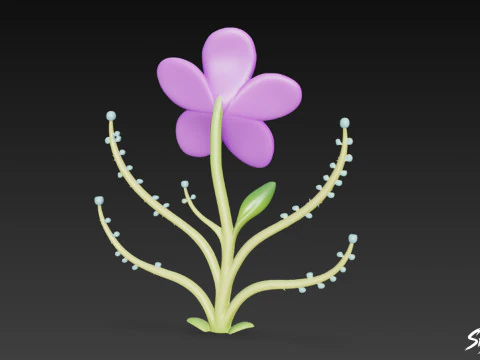 Cartoon Byblis liniflora 3D Model