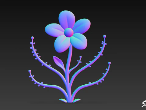 Cartoon Byblis liniflora 3D Model