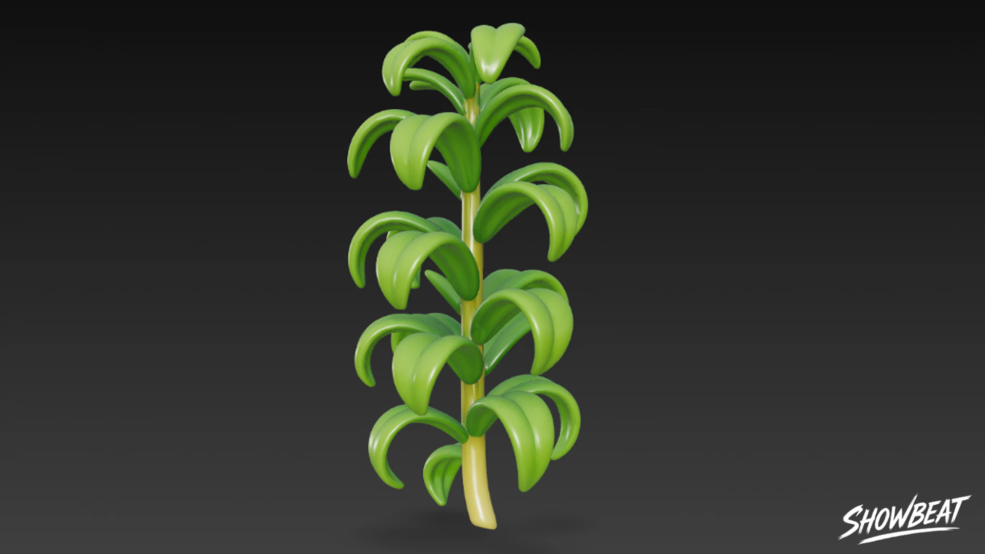 Cartoon Elodea canadensis 3D Model .c4d .max .obj .3ds .fbx .stl .blend 