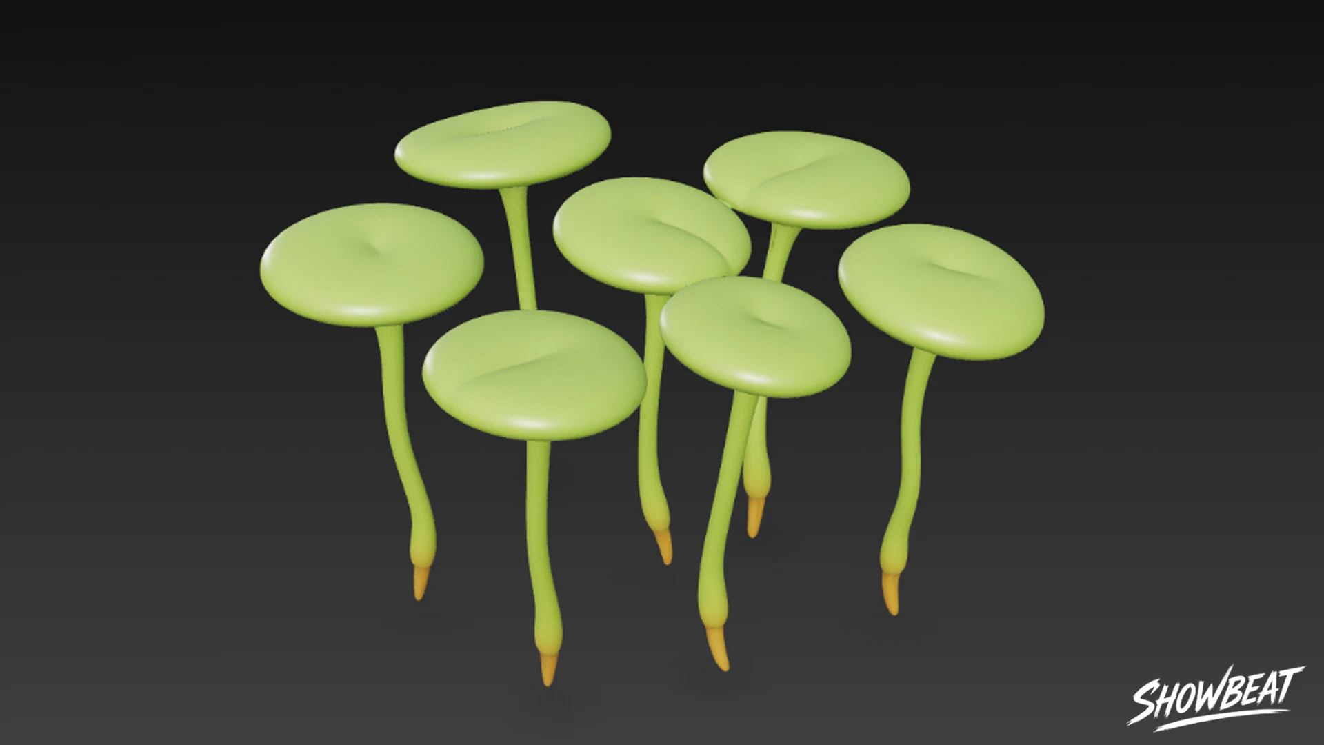 Cartoon Lemna minor 3D Model .c4d .max .obj .3ds .fbx .stl .blend 