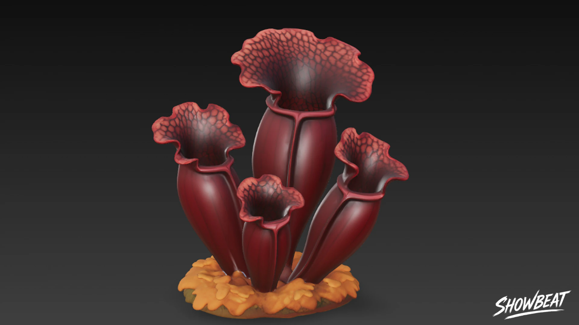 Cartoon Sarracenia purpurea 3D Model .c4d .max .obj .3ds .fbx .stl .blend 