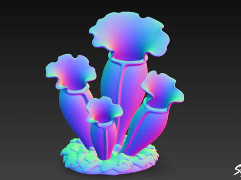 Cartoon Sarracenia purpurea 3D Model