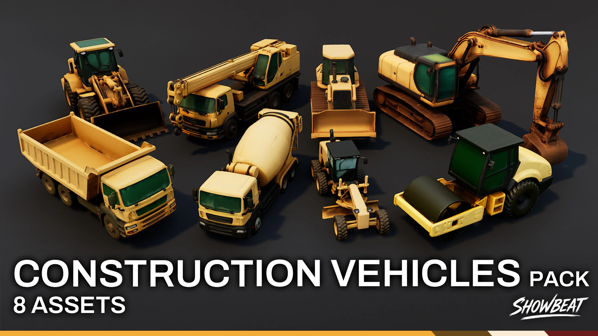 Paquete de vehículos de construcción Modelo 3D .c4d .max .obj .3ds .fbx .stl .blend