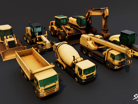 Paquete de veh&iacute;culos de construcci&oacute;n Modelo 3D