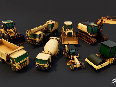 Paquete de veh&iacute;culos de construcci&oacute;n Modelo 3D