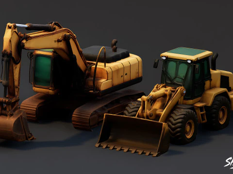 Paquete de veh&iacute;culos de construcci&oacute;n Modelo 3D