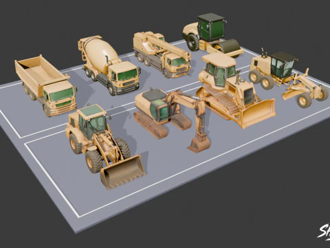 Paquete de veh&iacute;culos de construcci&oacute;n Modelo 3D