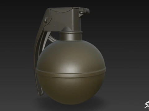 Grenade Olive 01 3D Model