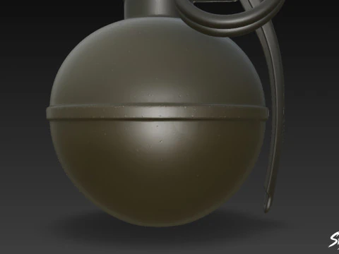 Grenade Olive 01 3D Model