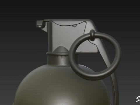 Grenade Olive 01 3D Model