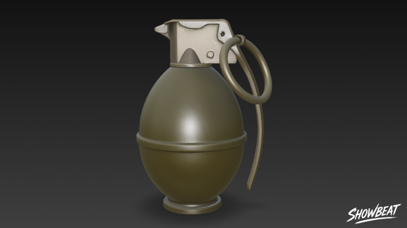 Grenade Olive 02 3D Model .c4d .max .obj .3ds .fbx .stl .blend