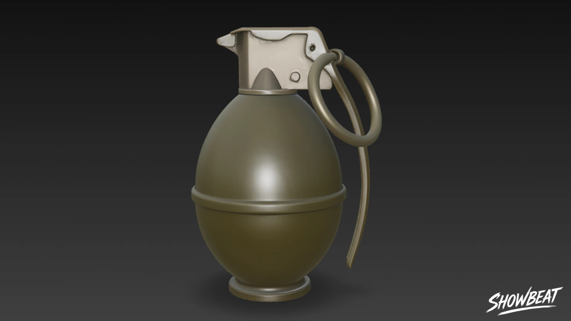 Grenade Olive 02 3D Model .c4d .max .obj .3ds .fbx .stl .blend 