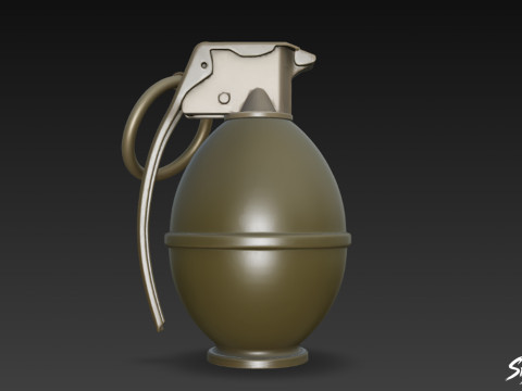Grenade Olive 02 3D Model