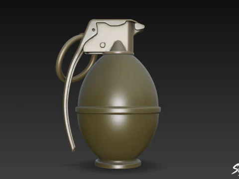 Grenade Olive 02 3D Model