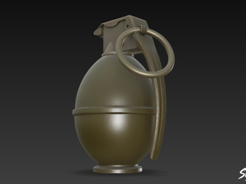 Grenade Olive 02 3D Model
